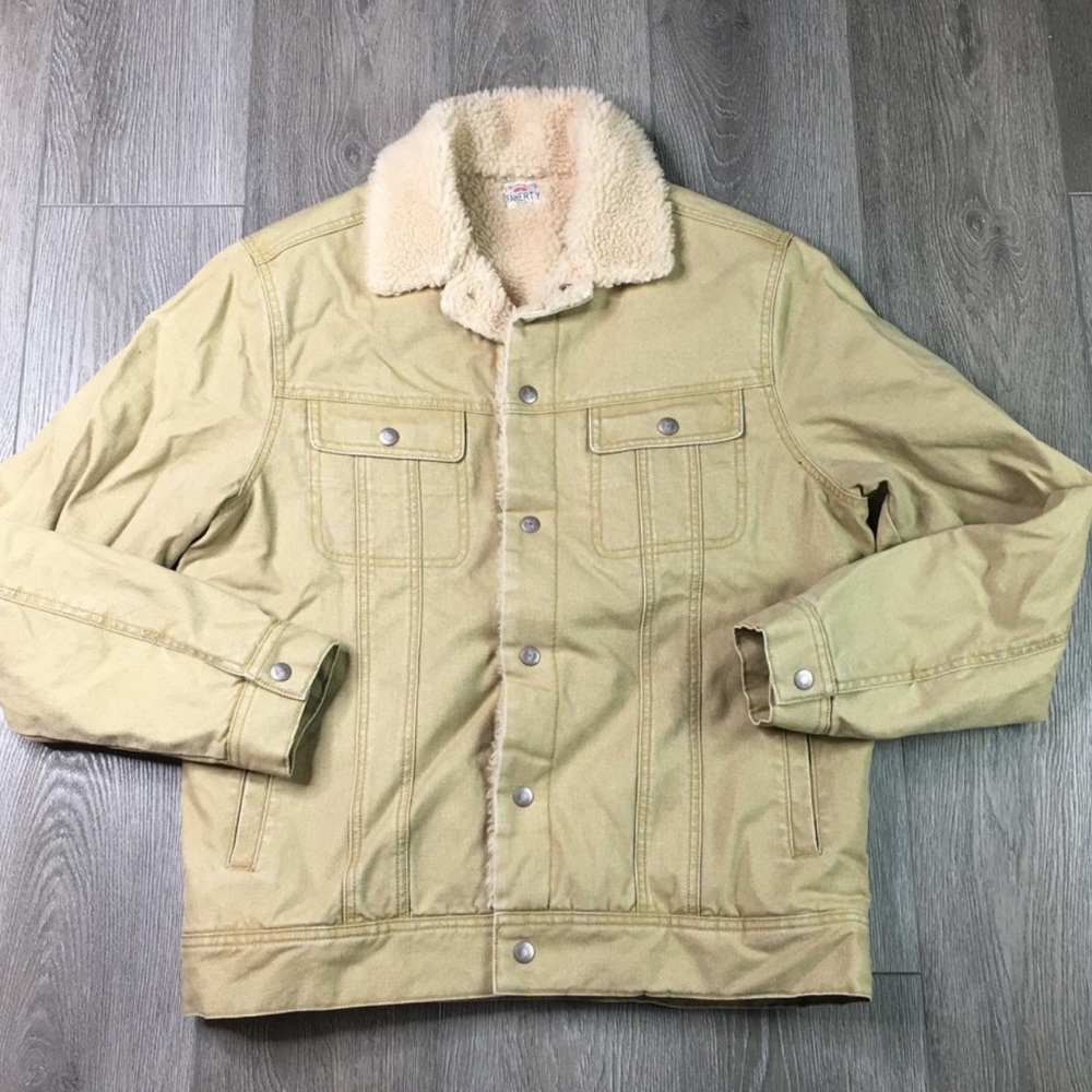 Faherty Men’s M Sherpa Lined Fleece Tan Trucker Jacket